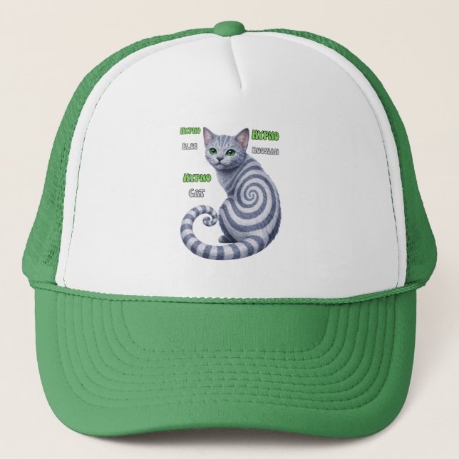 Russian Blue Hypno Cat Trucker Hat (Front)