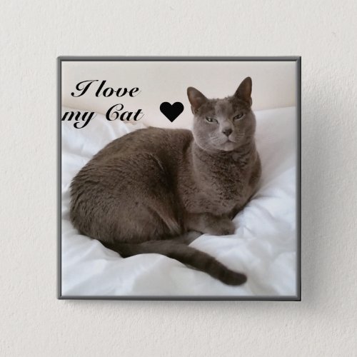 Russian Blue I love my Cat  Button