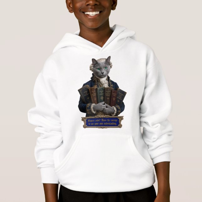 Russian Blue Immanuel Kant Cat Hoodie (Front)