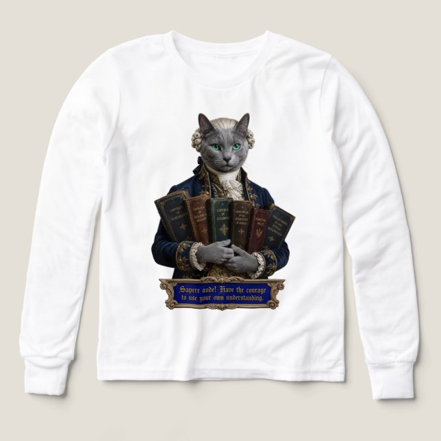 Russian Blue Immanuel Kant Cat Tri-Blend Shirts (Design Front)
