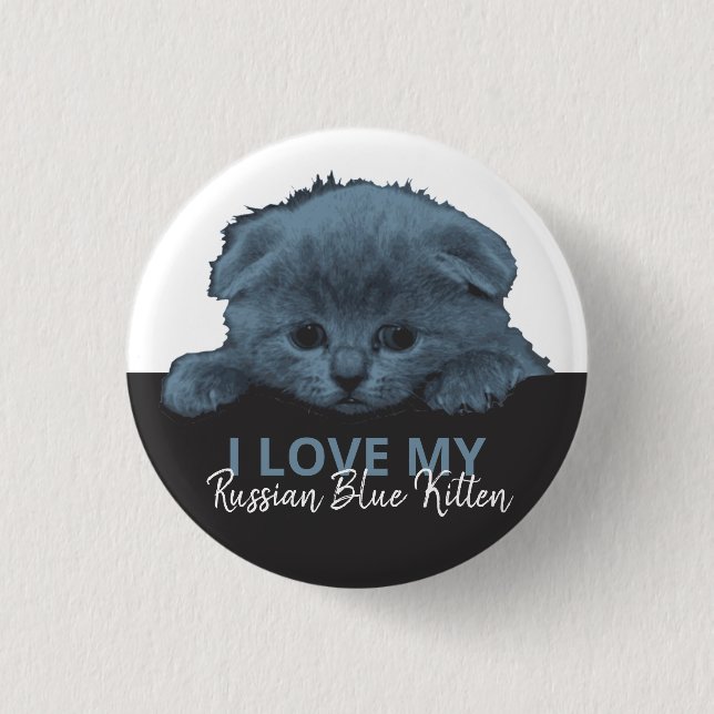 Russian Blue Kitten Button (Front)