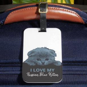 Russian Blue Kitten Luggage Tag