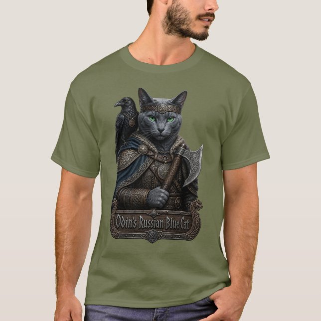 Russian Blue Noble Odin’s Cat T-Shirt (Front)