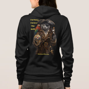 Russian Blue Pirate Cat – Fortune Favors The Bold Hoodie