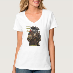 Russian Blue Pirate Cat – Fortune Favors The Bold T-Shirt