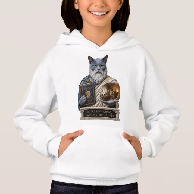 Russian Blue Plato Cat Hoodie (Front)