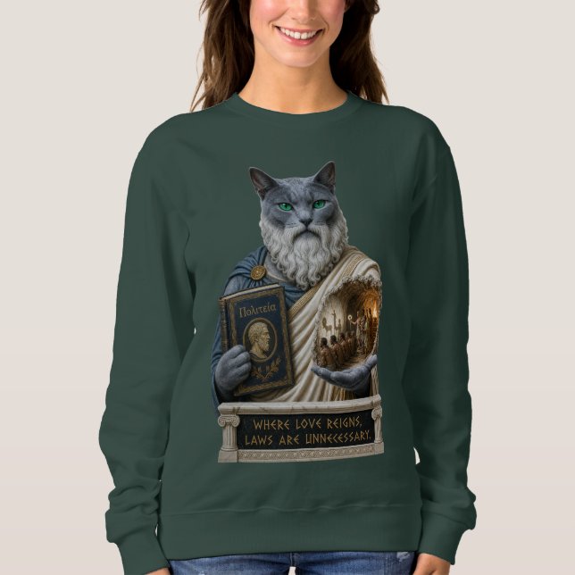 Russian Blue Plato Cat Sweatshirt (Front)