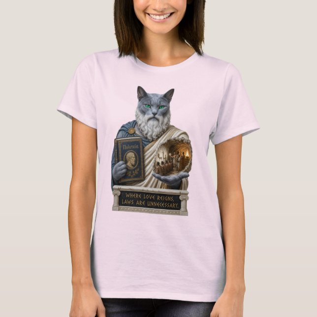 Russian Blue Plato Cat T-Shirt (Front)