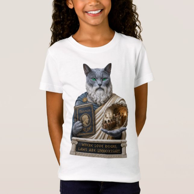 Russian Blue Plato Cat T-Shirt (Front)