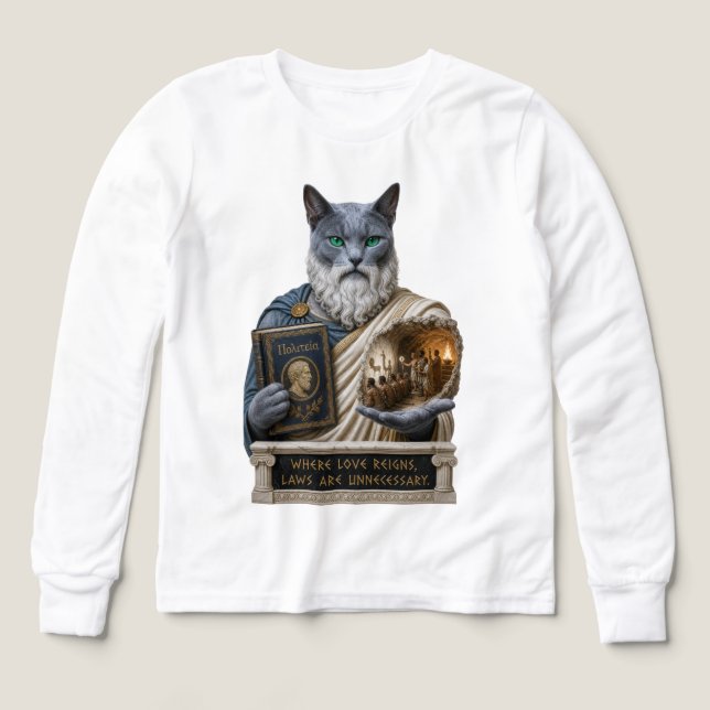 Russian Blue Plato Cat Tri-Blend Shirts (Design Front)