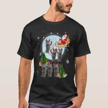 Russian Blue Reindeer Christmas Russian Blue Cat L T-Shirt