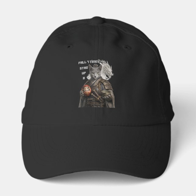 Russian Blue Samurai Cat Performance Cap (Front)