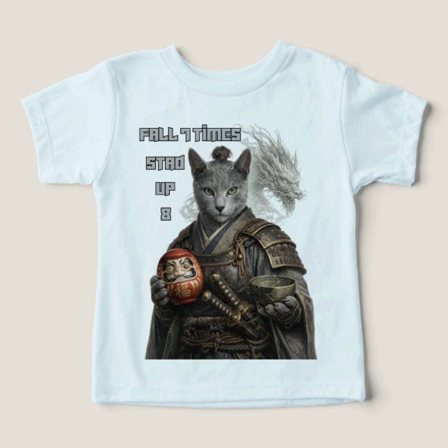 Russian Blue Samurai Cat Toddler T-shirt (Design Front)