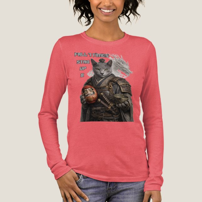 Russian Blue Samurai Cat Tri-Blend Shirt (Front)