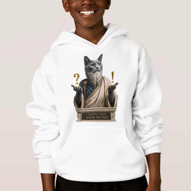 Russian Blue Socrates Cat Hoodie (Front)