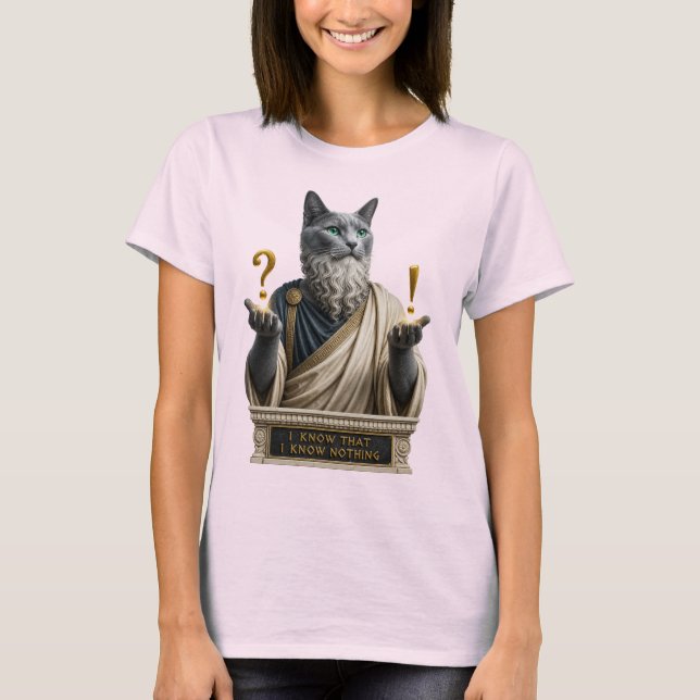 Russian Blue Socrates Cat T-Shirt (Front)