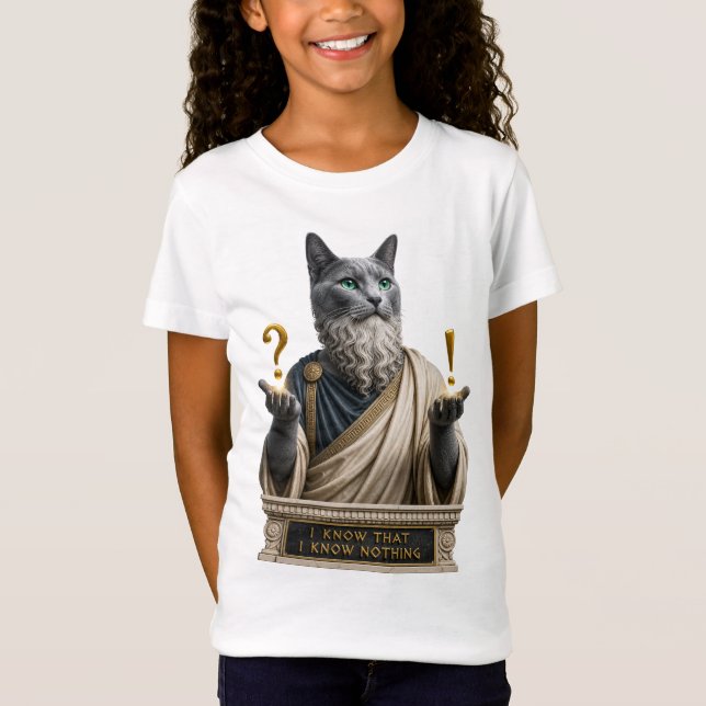 Russian Blue Socrates Cat T-Shirt (Front)