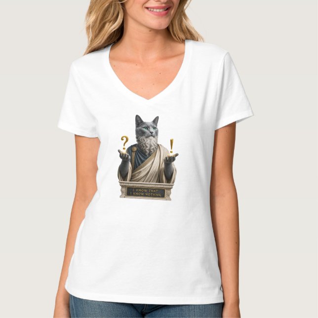 Russian Blue Socrates Cat T-Shirt (Front)
