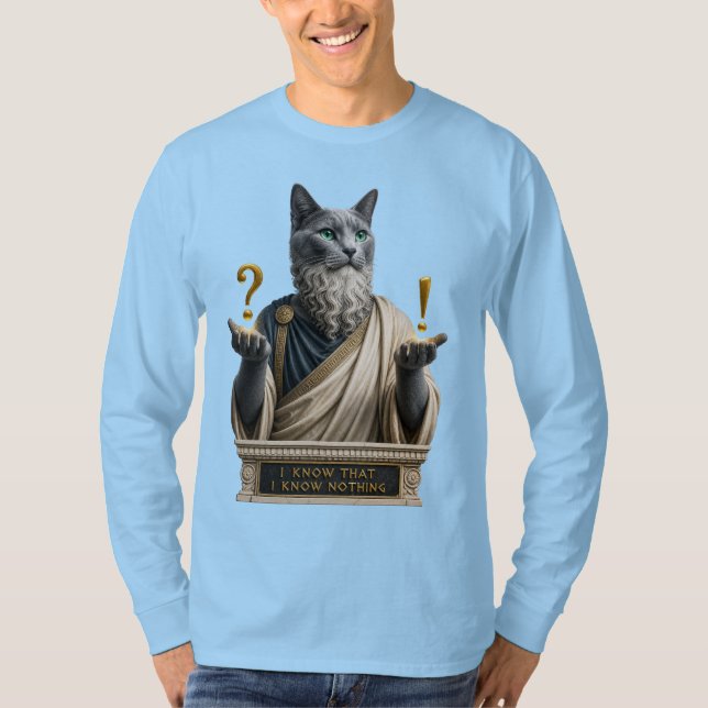 Russian Blue Socrates Cat T-Shirt (Front)