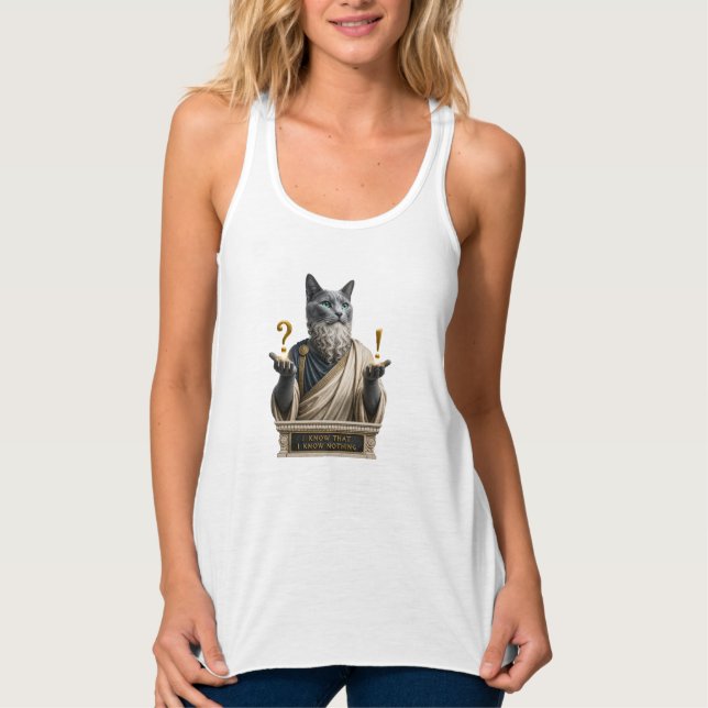 Russian Blue Socrates Cat Tank Top (Front)