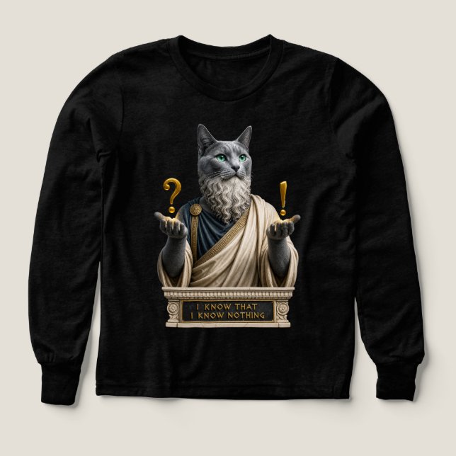 Russian Blue Socrates Cat Tri-Blend Shirts (Design Front)