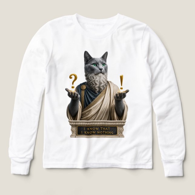 Russian Blue Socrates Cat Tri-Blend Shirts (Design Front)
