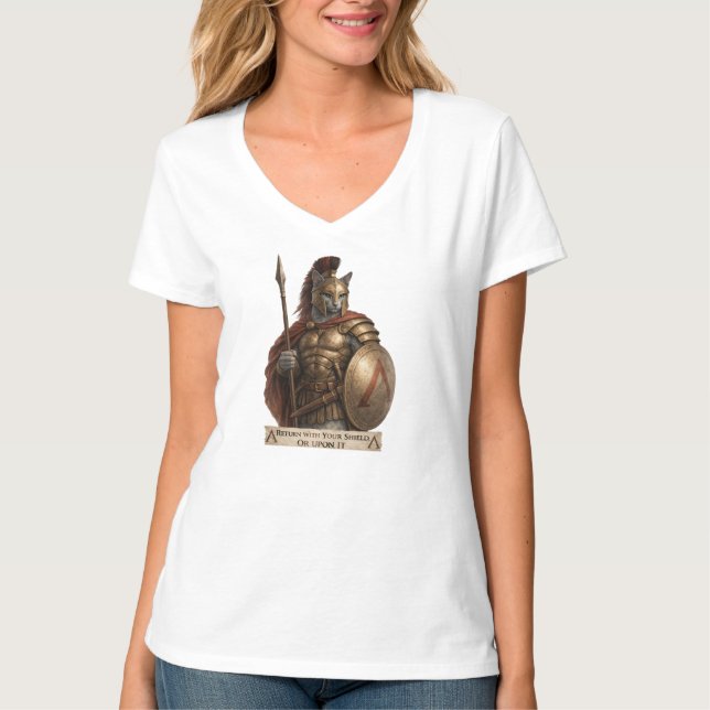 Russian Blue Spartan Cat T-Shirt (Front)