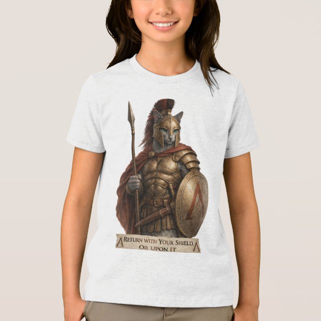Russian Blue Spartan Cat Tri-Blend Shirt (Front)