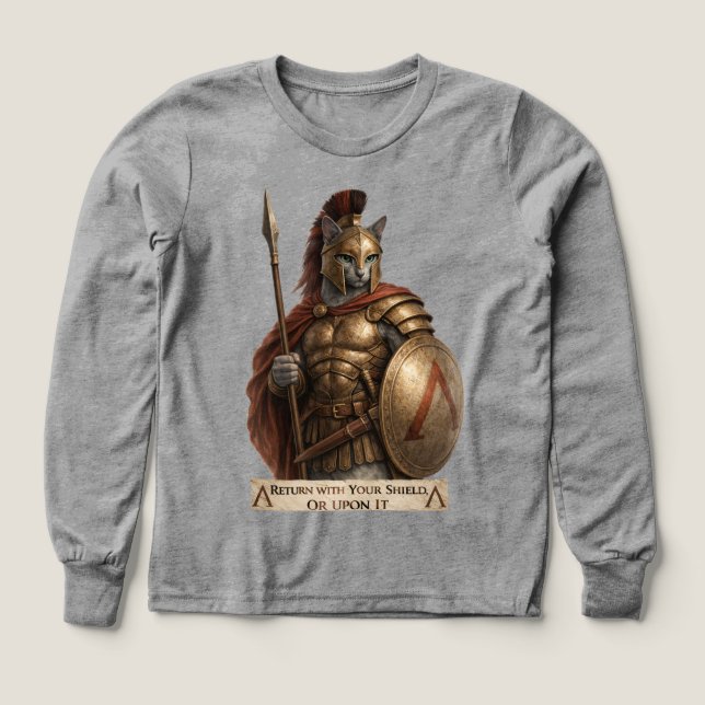 Russian Blue Spartan Cat Tri-Blend Shirts (Design Front)