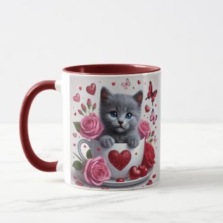  Russian Blue Teacup Kitten Valentine