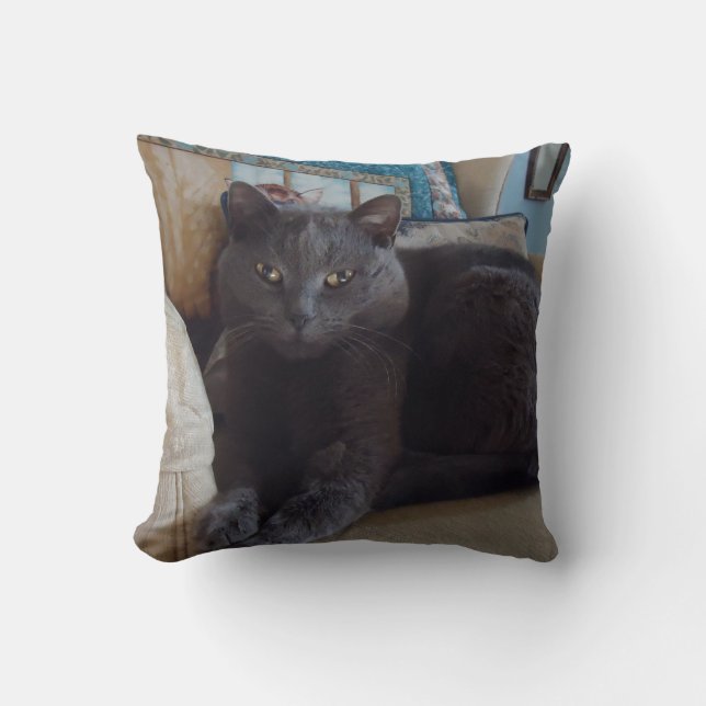 Russian Blue Throw Pillow (Front)