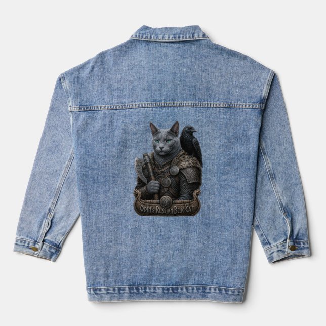 Russian Blue Veteran Odin’s Cat Denim Jacket (Back)