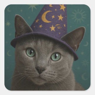 Russian Blue Wizard Square Sticker