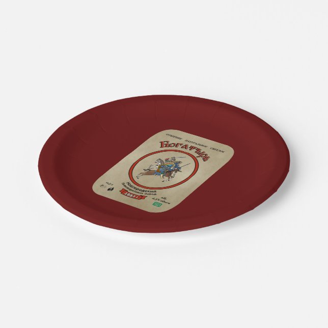 Russian Bogatyr Beer Paper Plates (Angled)