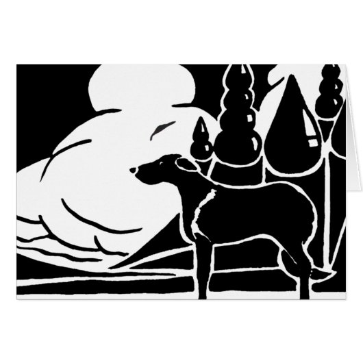 Russian Borzoi Dog against Russian skyline Cards (Front Horizontal)