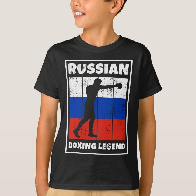 Russian Boxing Legend With Flag For Russia Boxer  T-Shirt (Front)