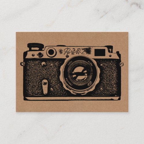 Russian Camera - Black on Cardboard Tex Business Card