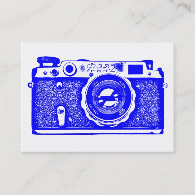 Russian Camera - Blue on White Business Card (Front)