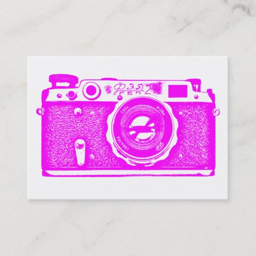 Russian Camera - Magenta on White Business Card