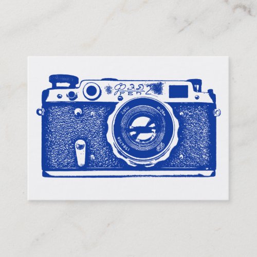 Russian Camera - Navy Blue on White Business Card