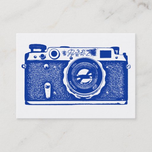 Customizable Russian Camera - Navy Blue on White Business Card