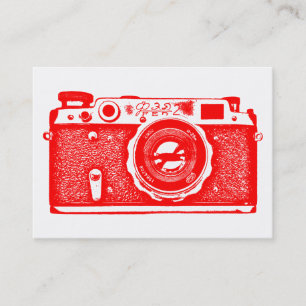 Russian Camera - Red on White Business Card
