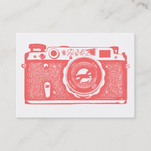 Russian Camera - Tropical Pink on White Business Card
