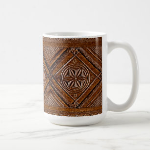 Russian Carved Wood Box Coffee Mug