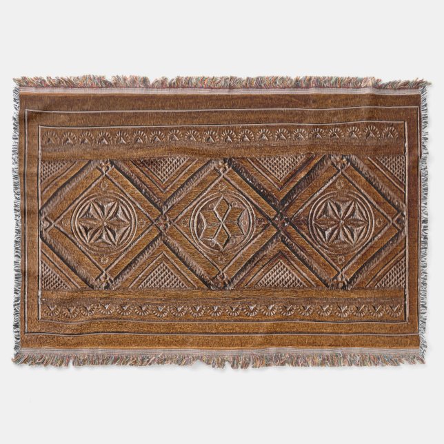 Russian Carved Wood Box Throw Blanket (Front)