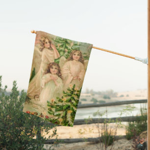 Russian Christmas Angels Vintage Art  House Flag