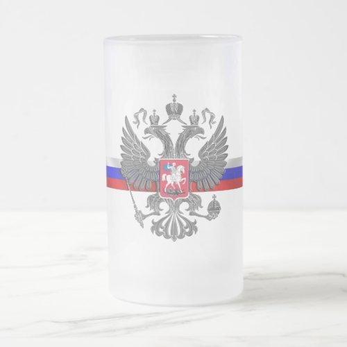 Russian Coat of arms Frosted Glass Beer Mug