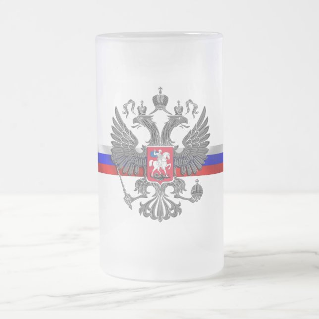 Russian Coat of arms Frosted Glass Beer Mug (Center)
