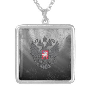 Russian coat of arms silver plated necklace