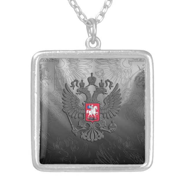Russian coat of arms silver plated necklace (Front)
